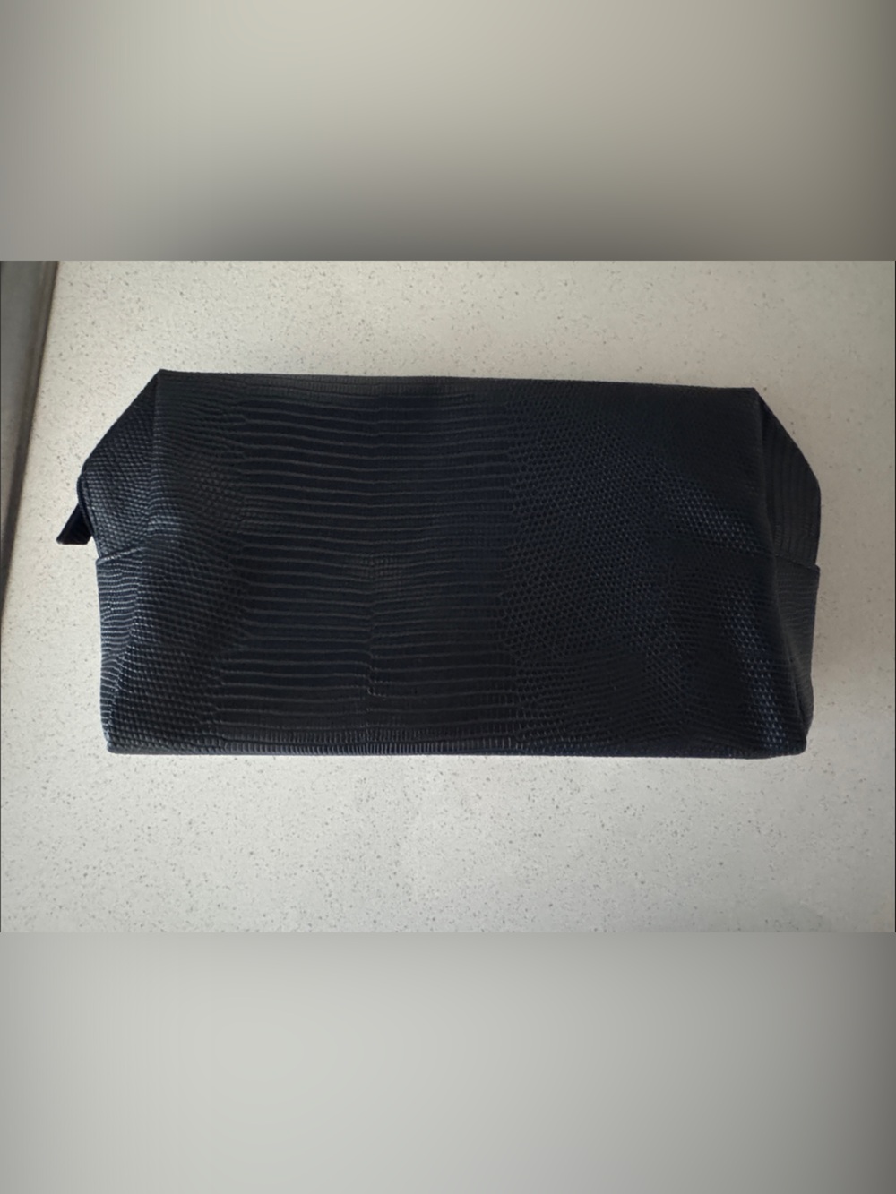 Saks Fifth Avenue Black Textured Cosmetic Pouch